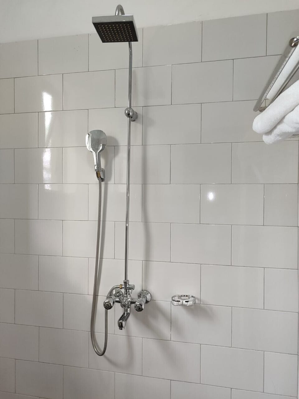 Shower, slippers, towels