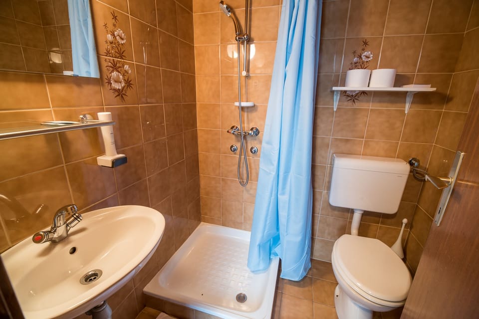 Double Room, Balcony | Bathroom | Shower, free toiletries, hair dryer, towels