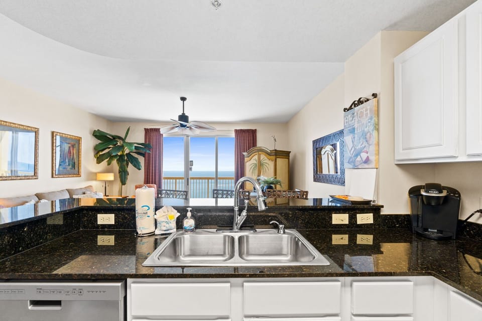 Fully stocked kitchen.