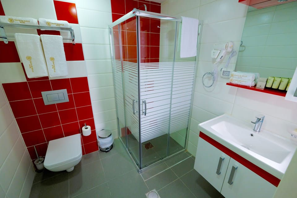 Free toiletries, hair dryer, bathrobes, slippers
