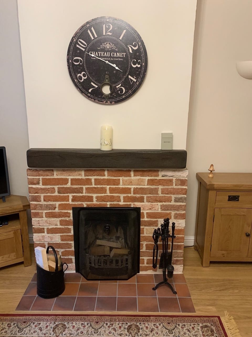 Real open fire supplements gas fired central heating. 