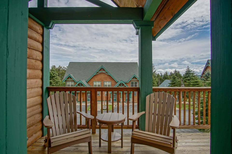 The balcony overlooks the lower camps!