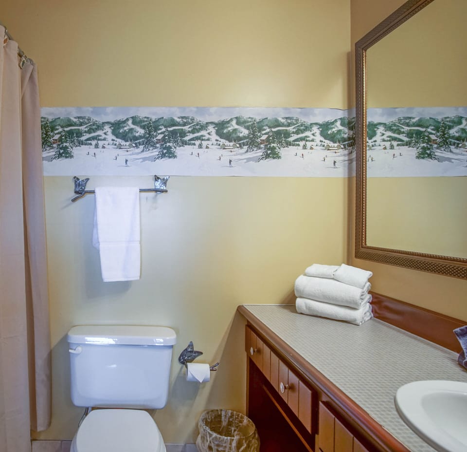 This is the master bathroom. It has a tub/shower combo.