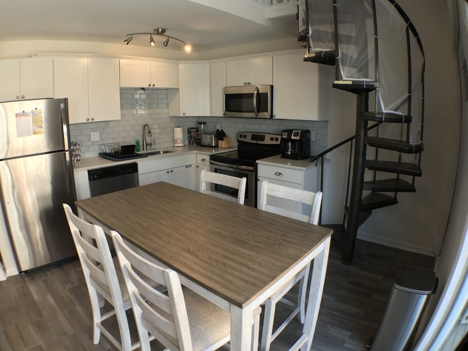 Kitchen and dining area on the main floor.