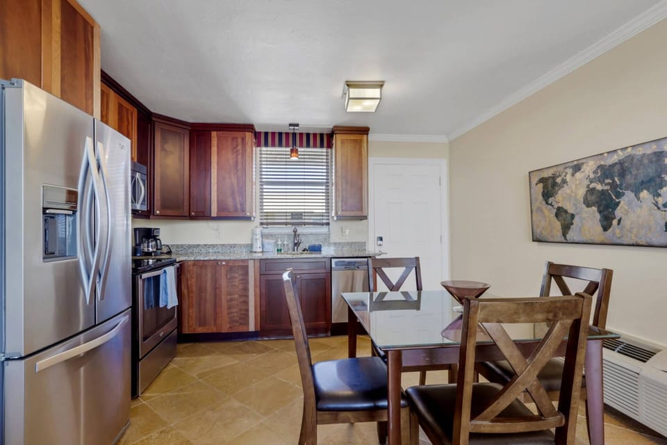 You'll be able to cook, serve, and eat meals with ease in the stocked kitchen including pots, pans, dishes, glassware and silverware.