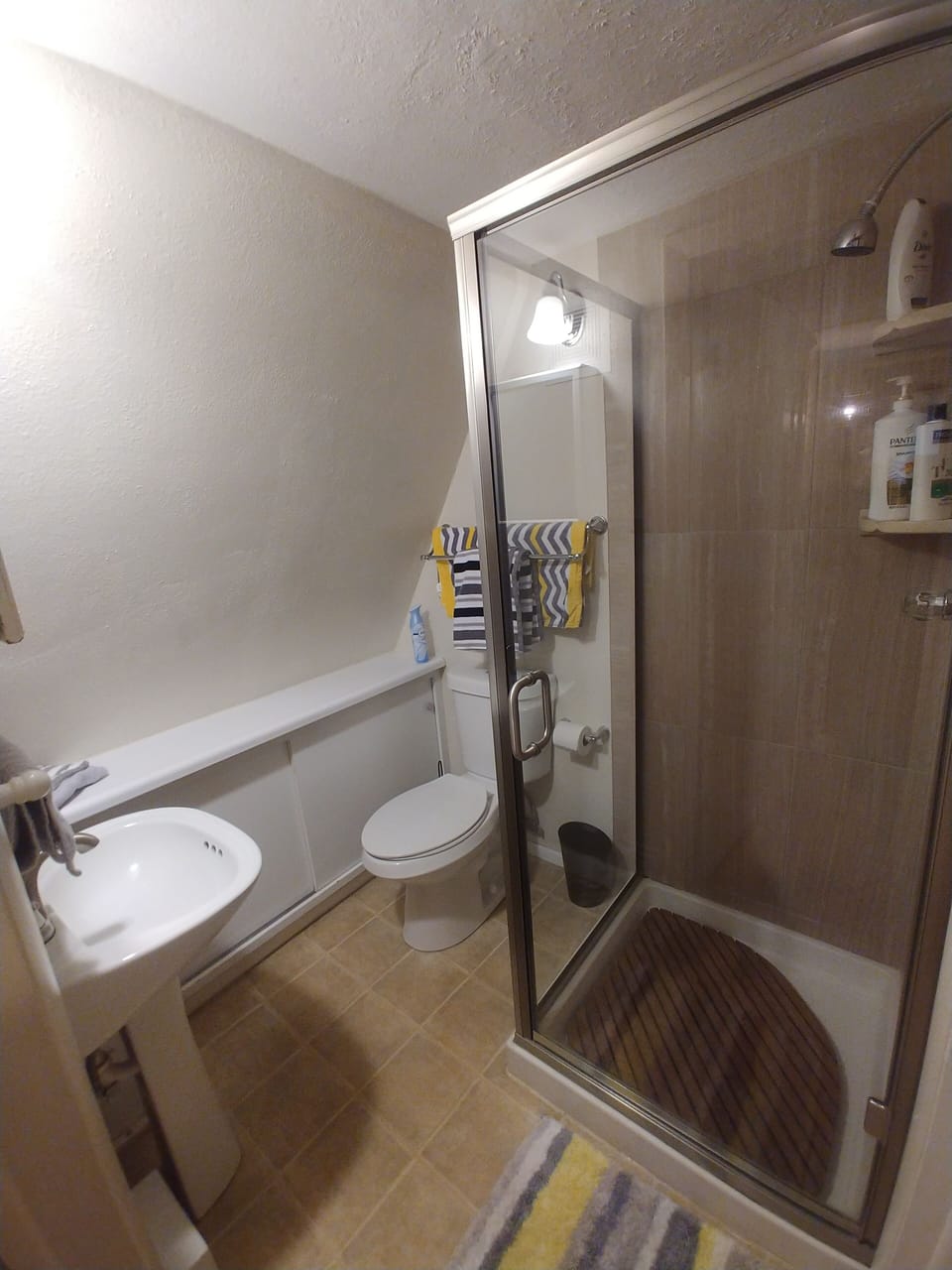 Upstairs bathroom with updated shower