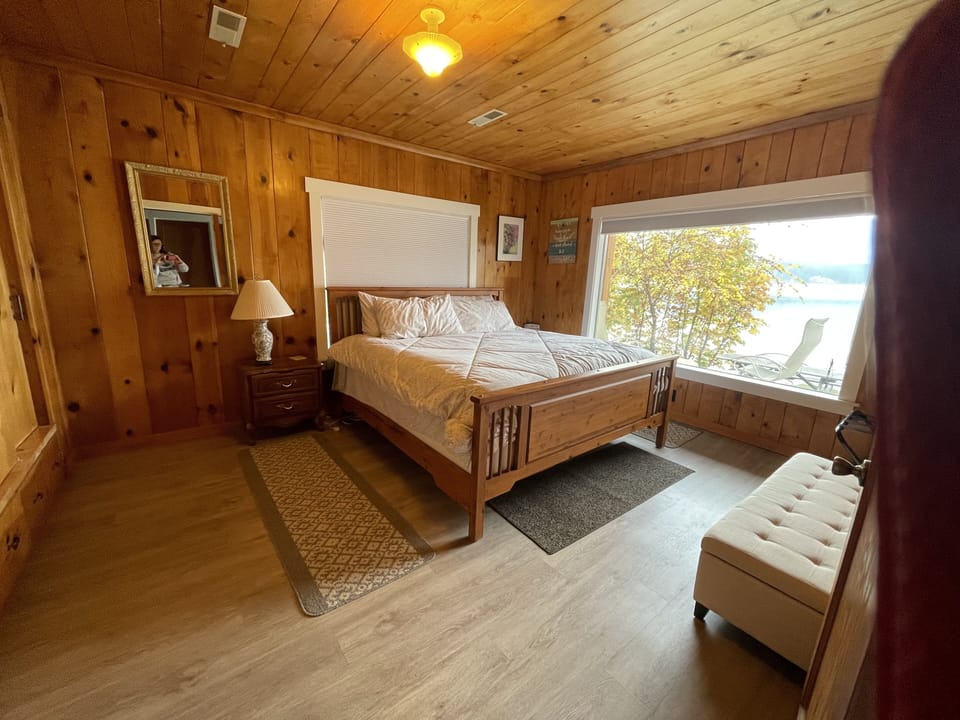 Large bedroom downstairs with King bed.