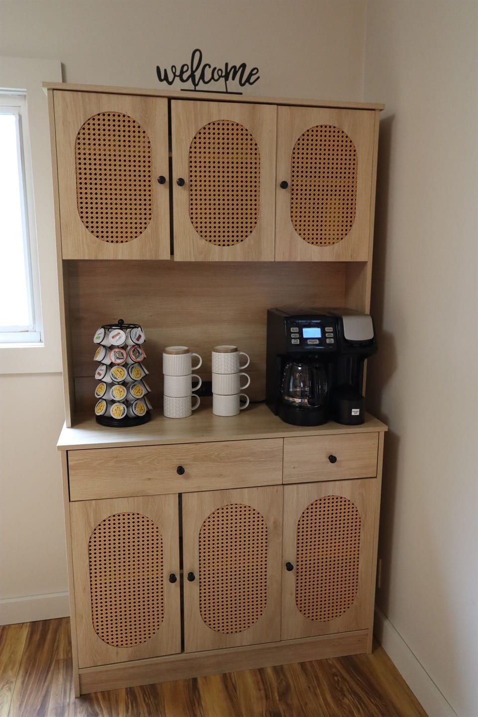 Coffee bar at our cozy cabin near Cherry Springs State Park—your perfect start to a slow morning
