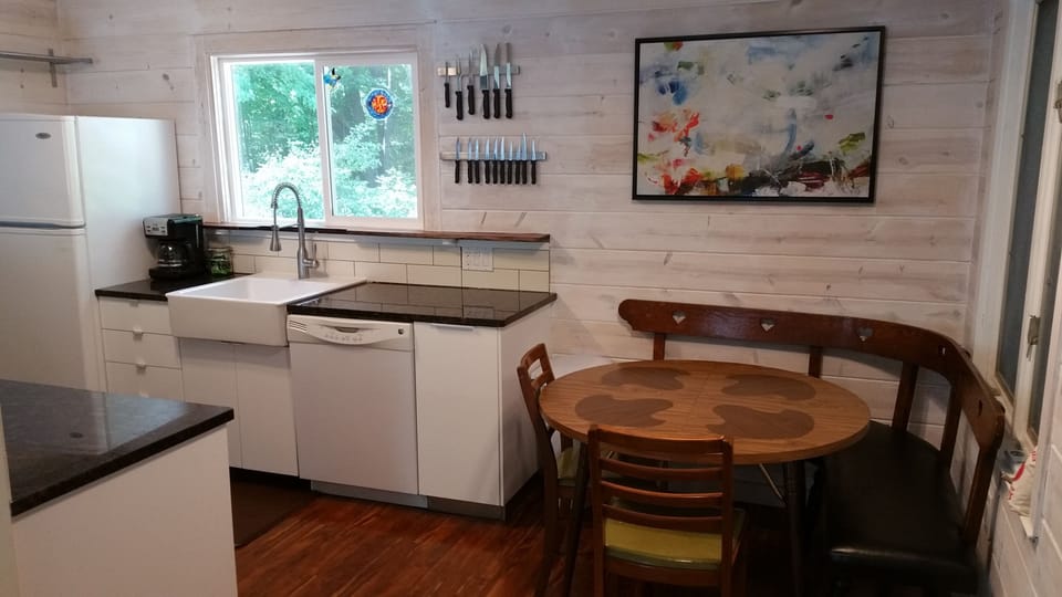 Kitchen breakfast nook with flexible seating for meals, games, or hanging out!