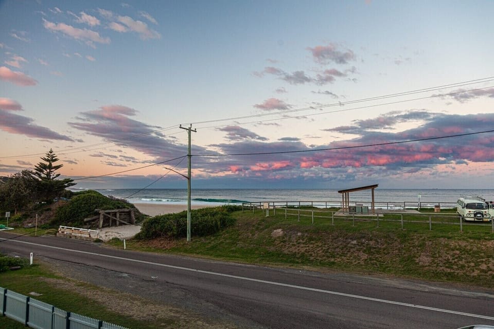Sunset beach view from verandah 
