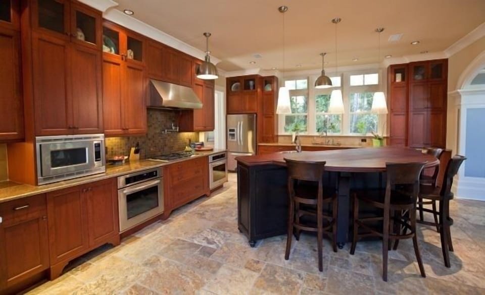Kitchen- 2 ovens,2 fridges, 1 1/2  dishwashers, wine cooler & heated tile floors
