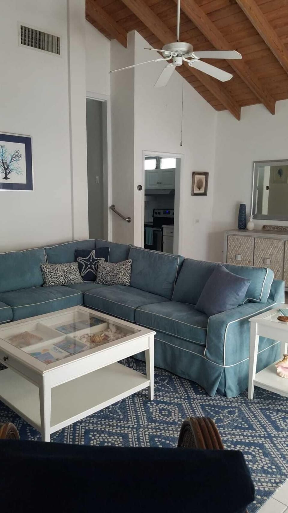 Living room space with sofa bed.