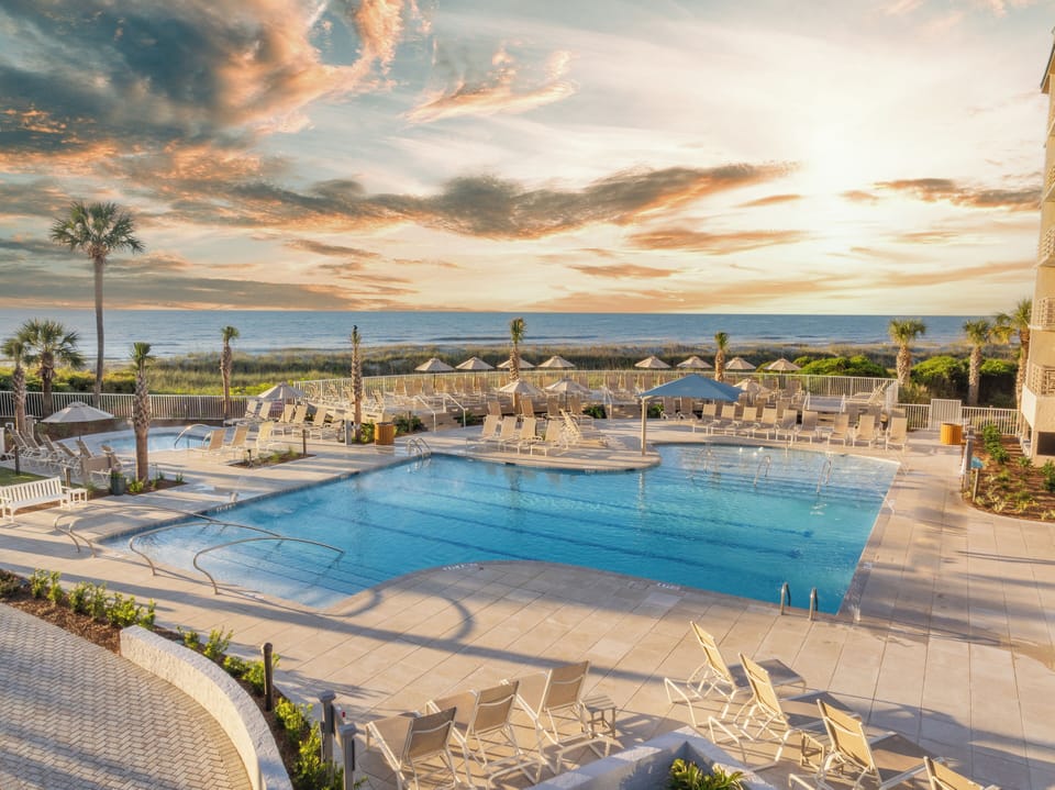 Newly renovated family pool with ocean views