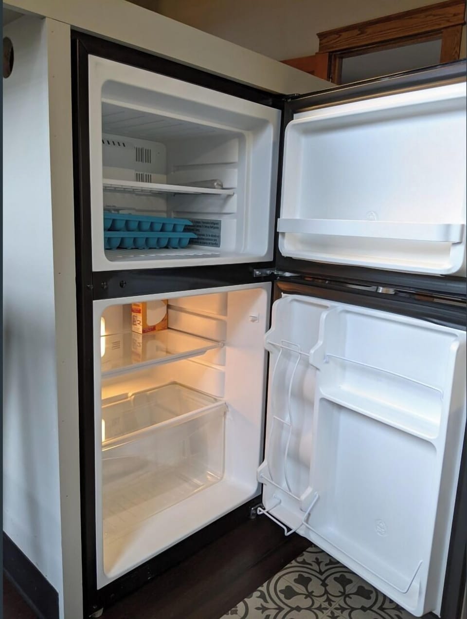 The fridge is compact but holds quite a bit.