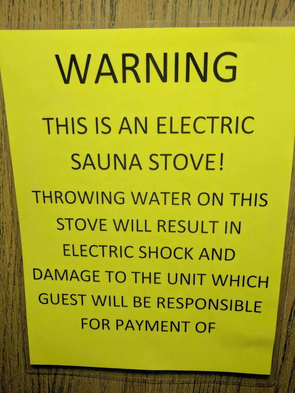 Sauna warning