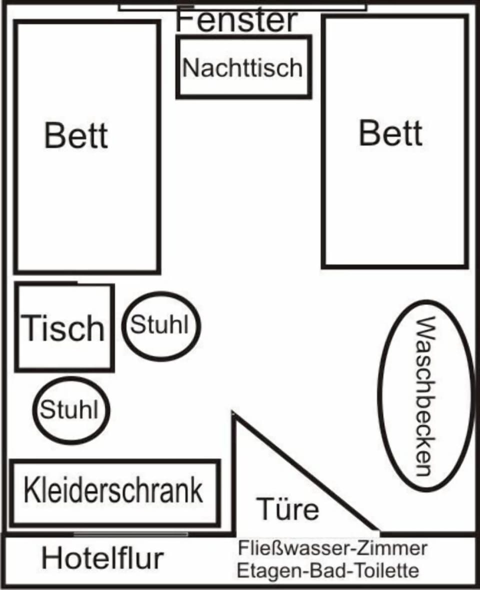 Twin Room, Shared Bathroom | Floor plan