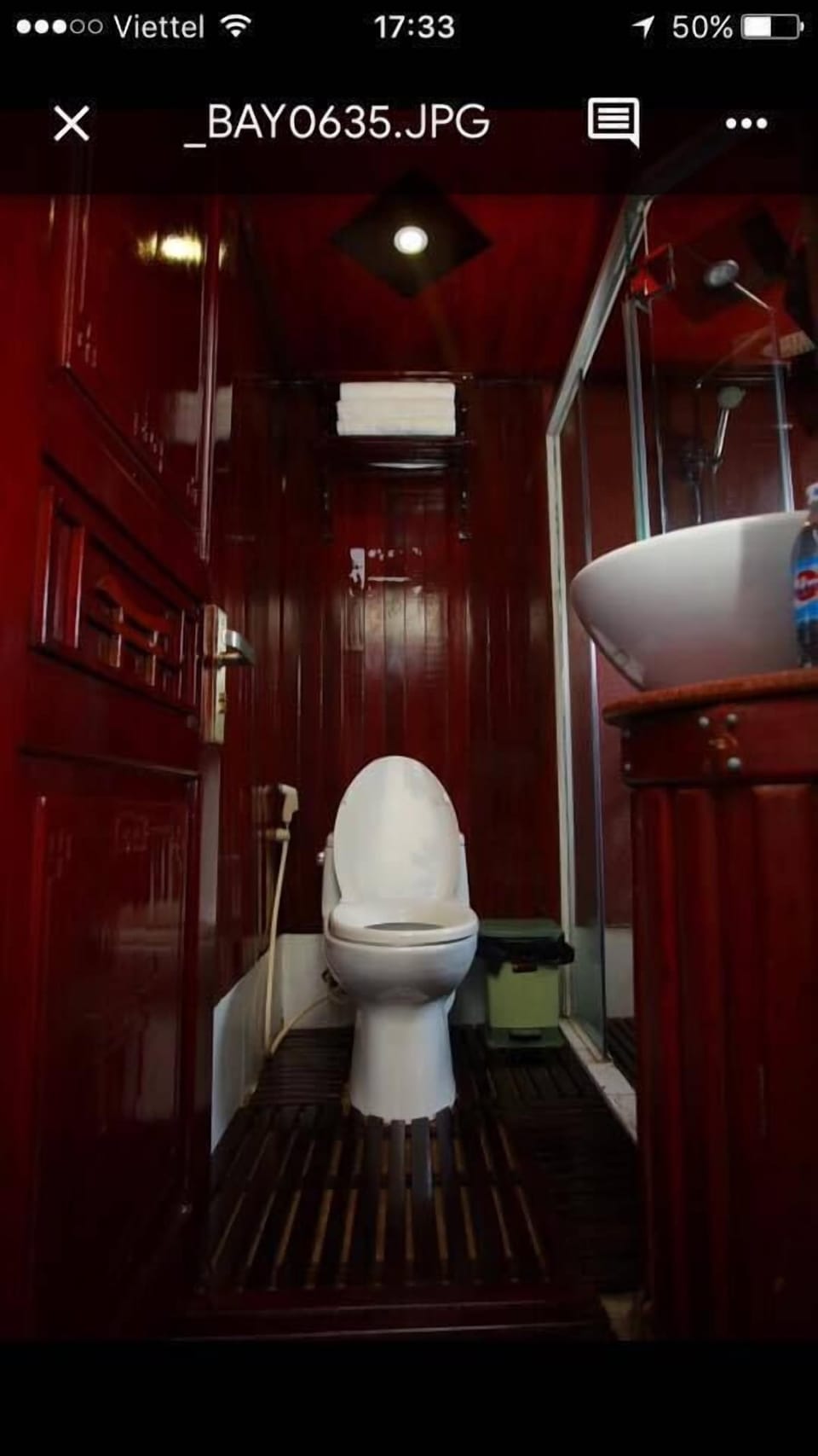 Separate tub and shower, free toiletries, hair dryer, slippers