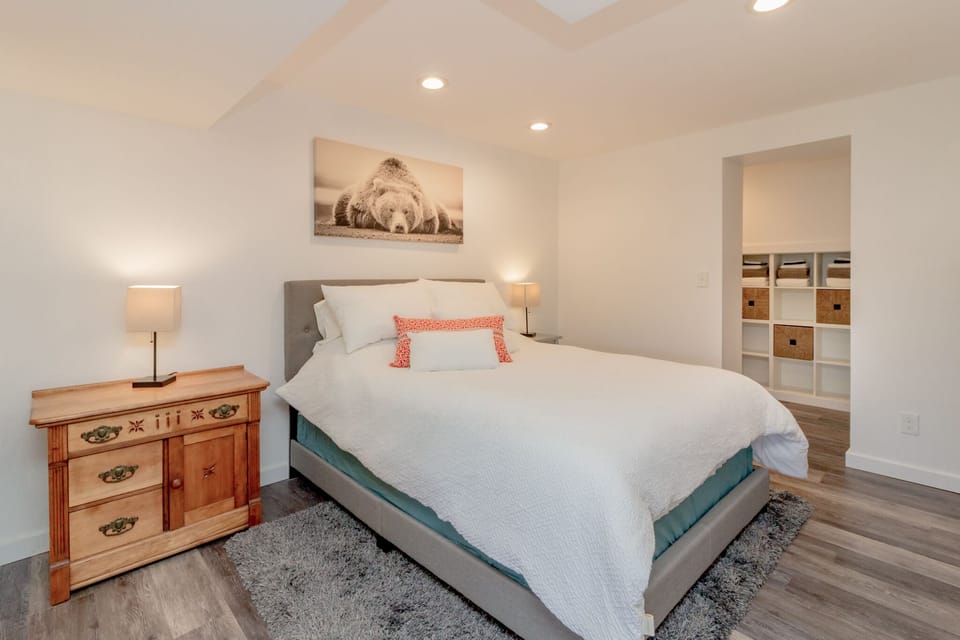 Bedroom with closet space in the back