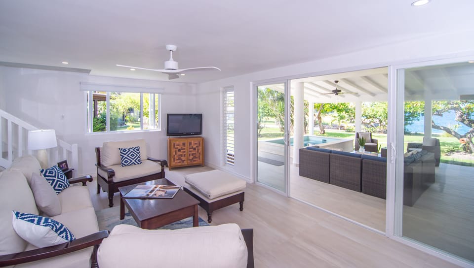 Living room open to the covered patio 