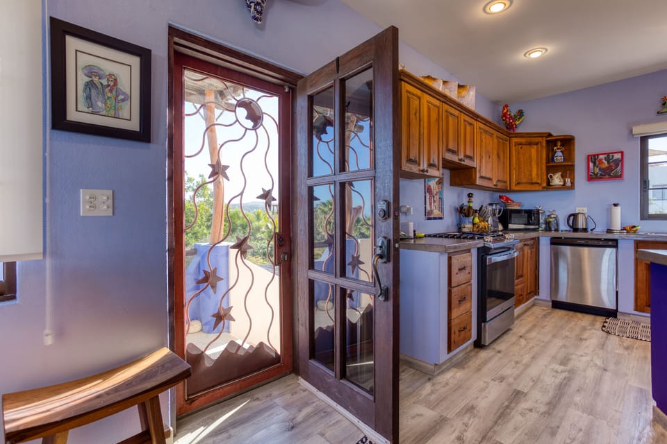 Kitchen to your left and living to your right.