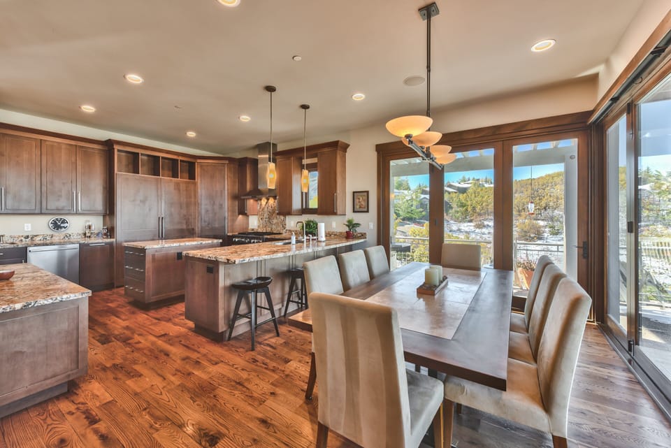 Kitchen and Dining Area with a Private Deck