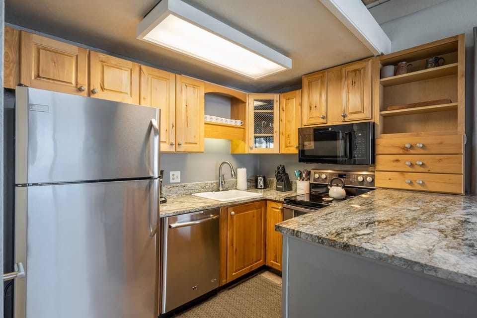 High-end appliances in the updated kitchen