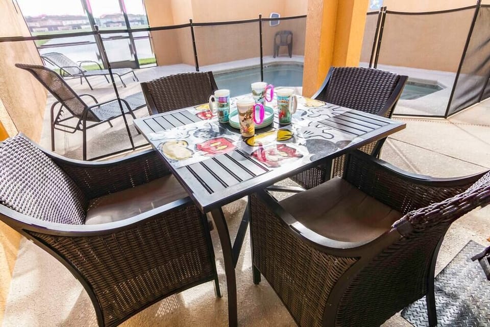 Covered patio area Pool with child safety fence Barbecue included Lakeview