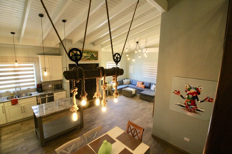 driftwood light looking into kitchen/great room
