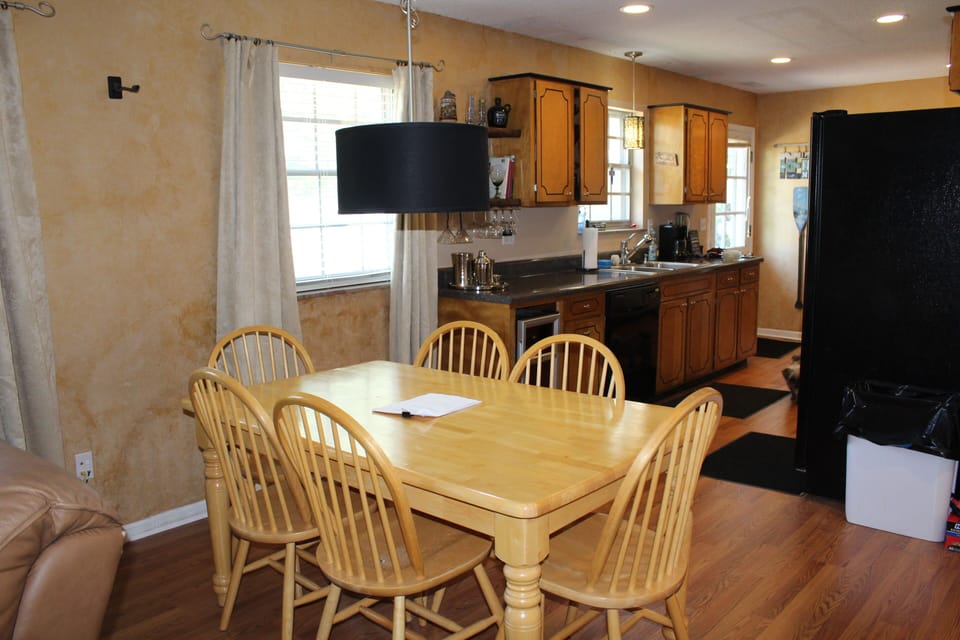 Kitchen portion of great room. Fridge with ice & water in door, wine cooler.