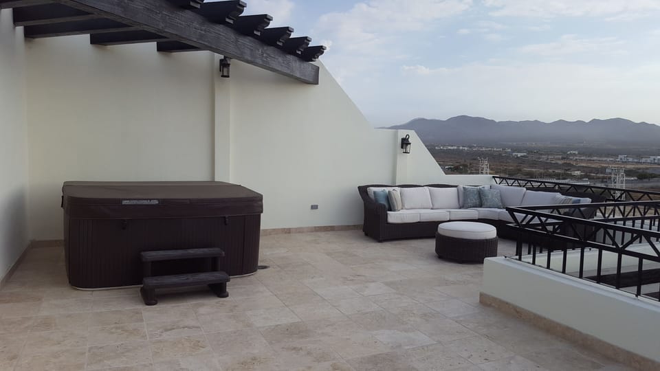hot tub on private rooftop deck