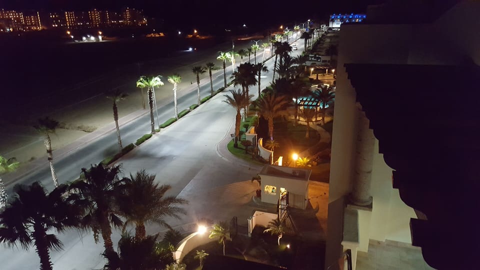 view from private rooftop deck at night