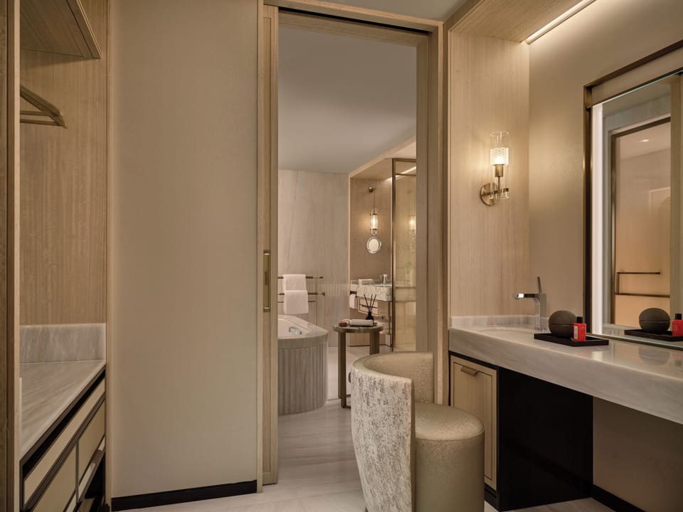 Sands Bay Suite Double Queen City View | Bathroom | Separate tub and shower, rainfall showerhead, designer toiletries