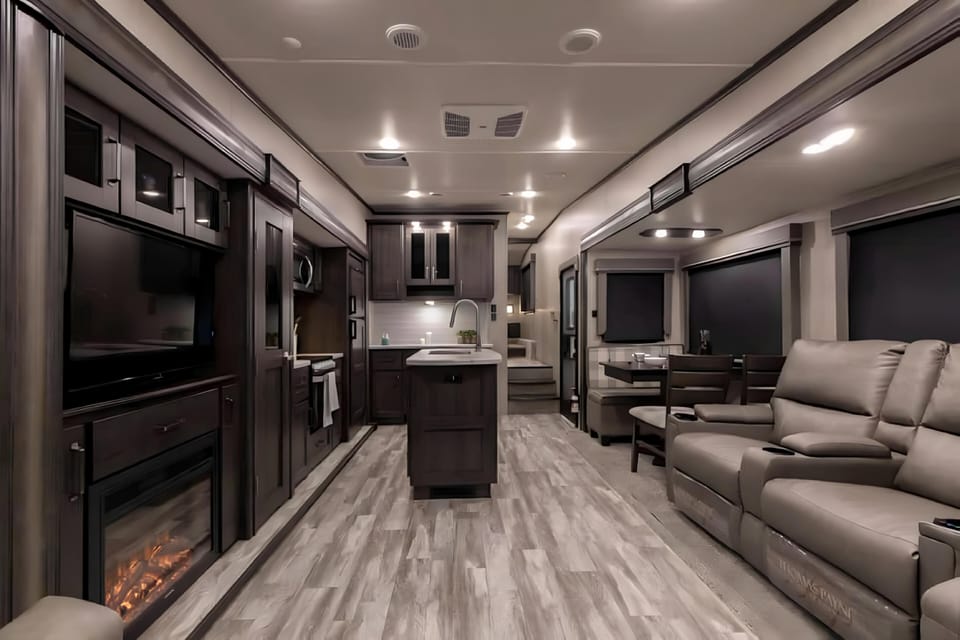 Glamping RV | Living area | 42-inch Smart TV with digital channels, Netflix, Hulu