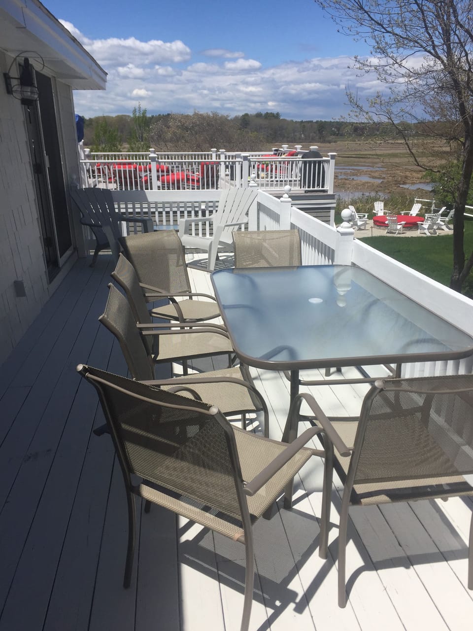 Enjoy the sun filled deck with a view. 