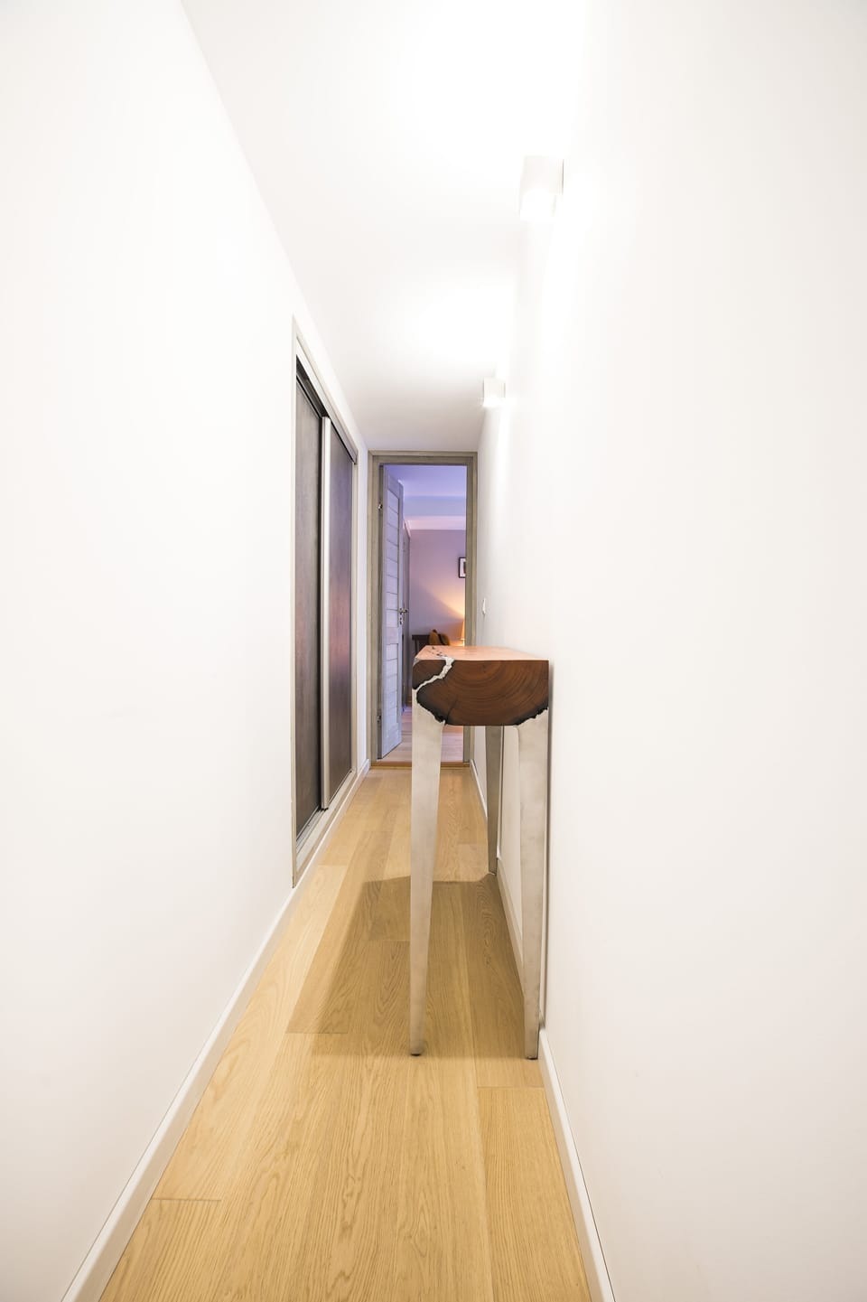 Corridor to Verte Bedroom (wide angle lens distorts, but we liked the photo...)