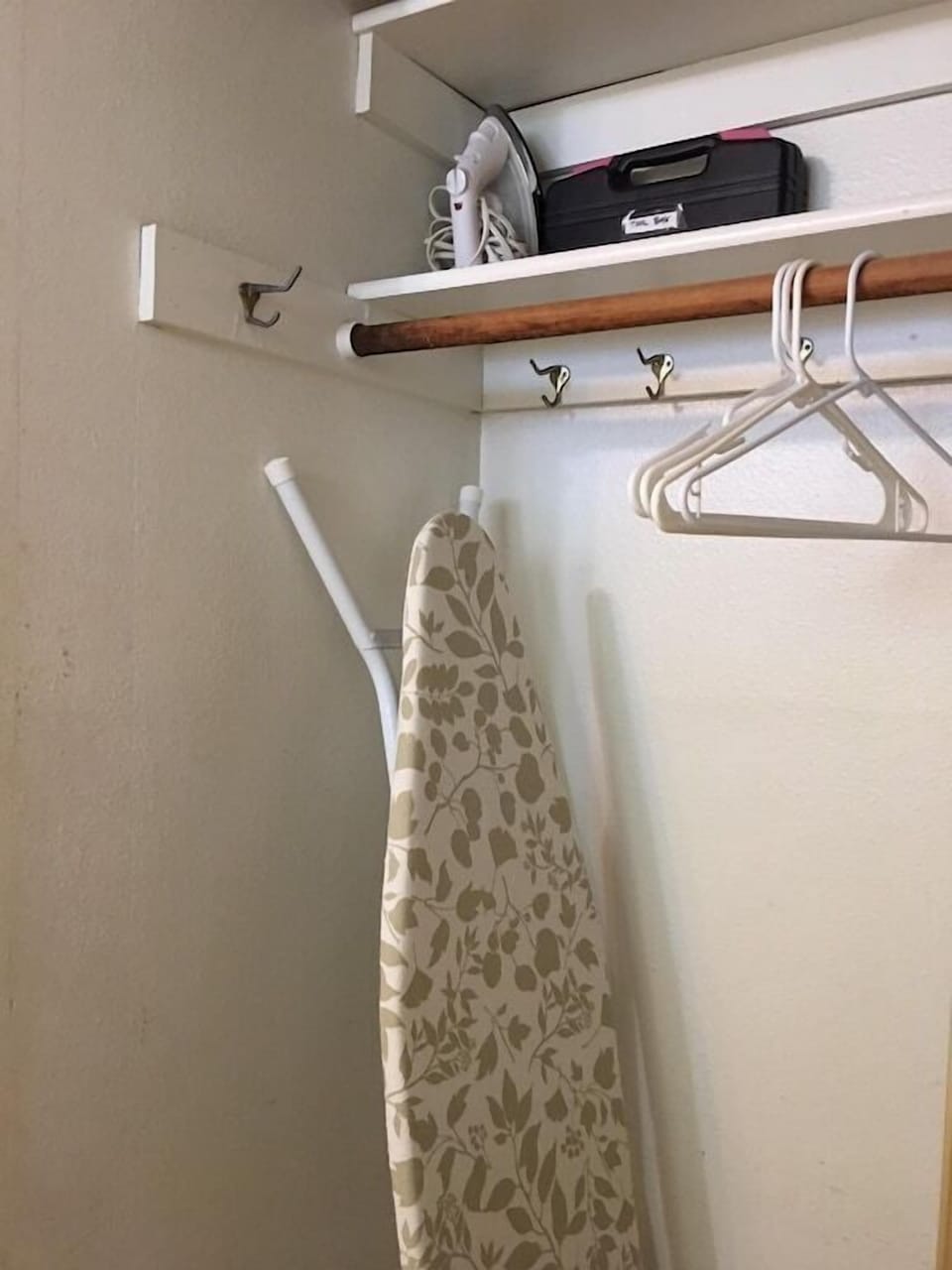 We don't like clutter - only ironing equipment and tool box here!