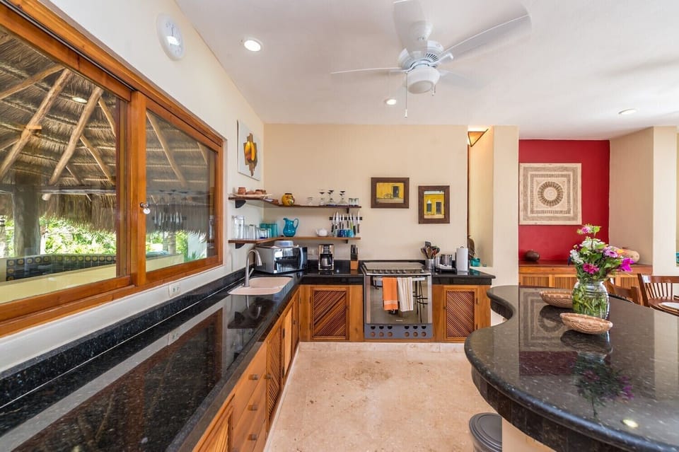 Kitchen with purified drinking water provided - Villa Mariposa Tankah Tulum Mexico 3 bedroom vacation rental home