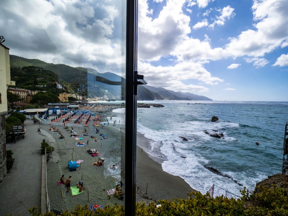 On the beach, black sand, snorkeling