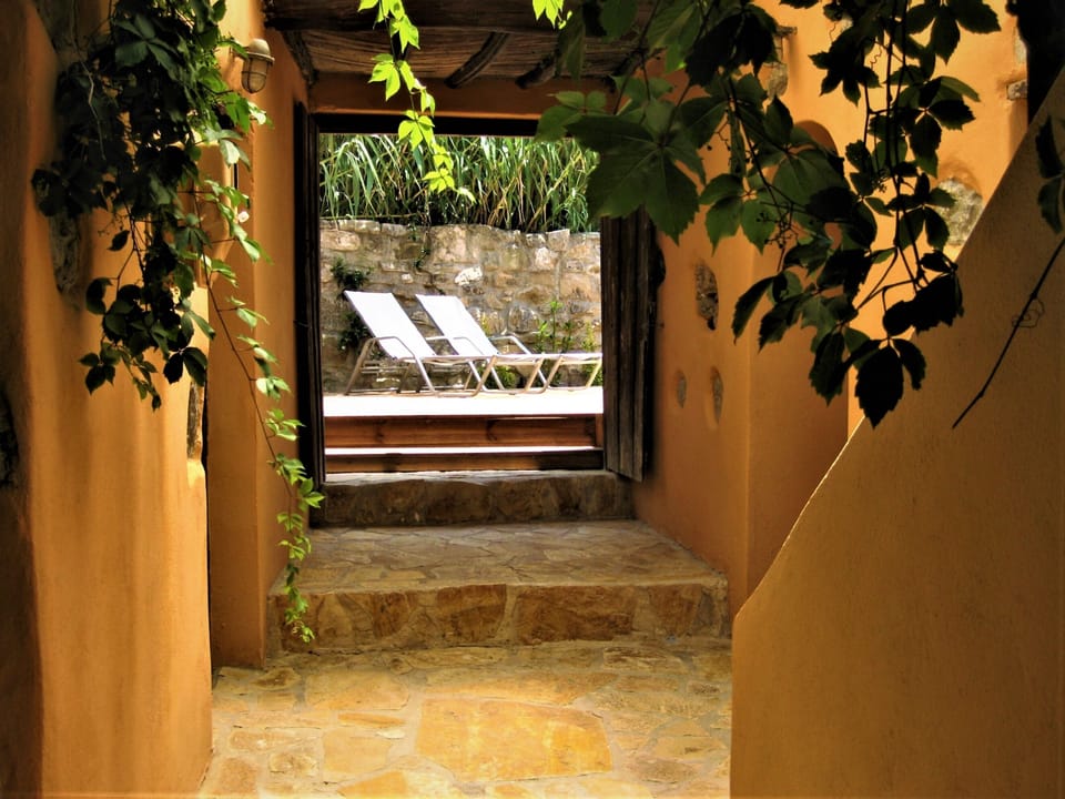 Access to the pool area from the main terrace
