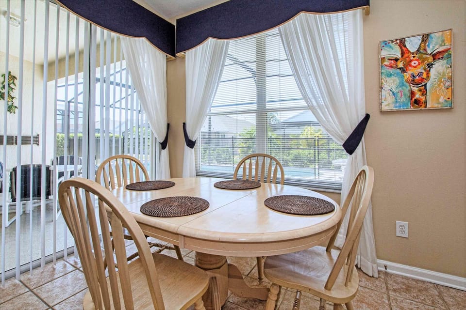 Sit in the sun overlooking the pool with your coffee!