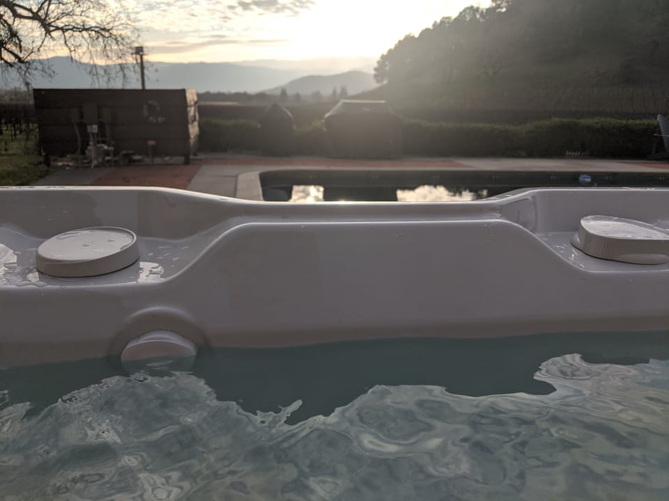 View from the saltwater hot tub