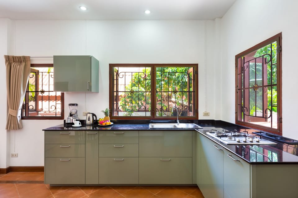 2-Bedroom Pool Villa | Private kitchen | Full-size fridge, microwave, stovetop, coffee/tea maker