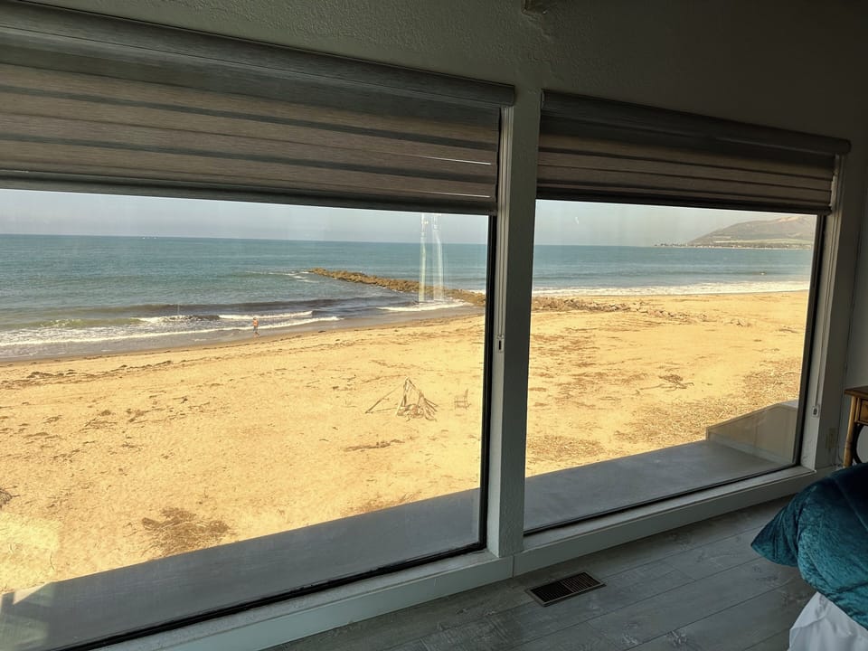 Primary bedroom floor to ceiling windows