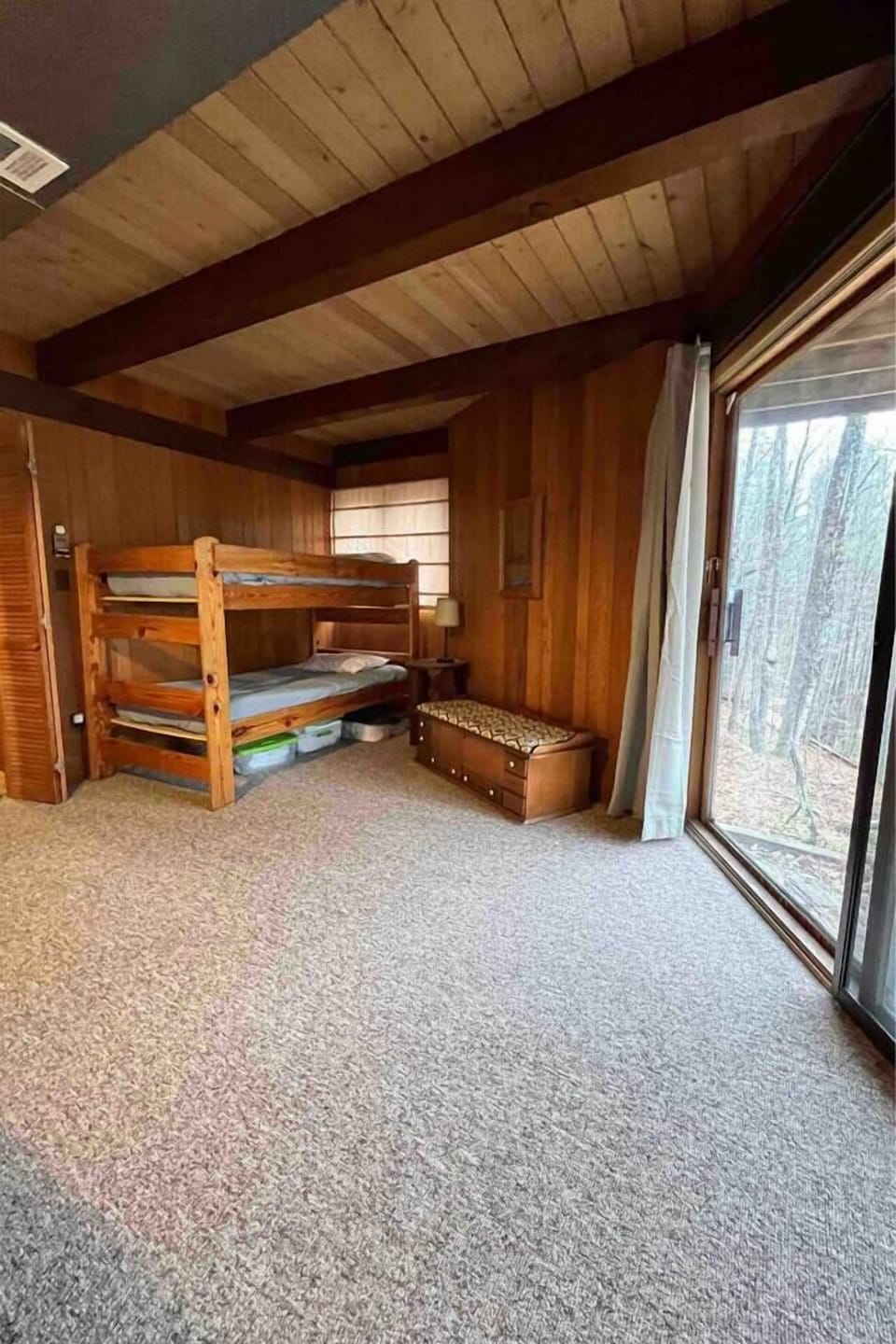 Sleeping area - bunk beds NOTE: this room is created by splitting the large room into bunk bed side and futon side with a heavy curtain