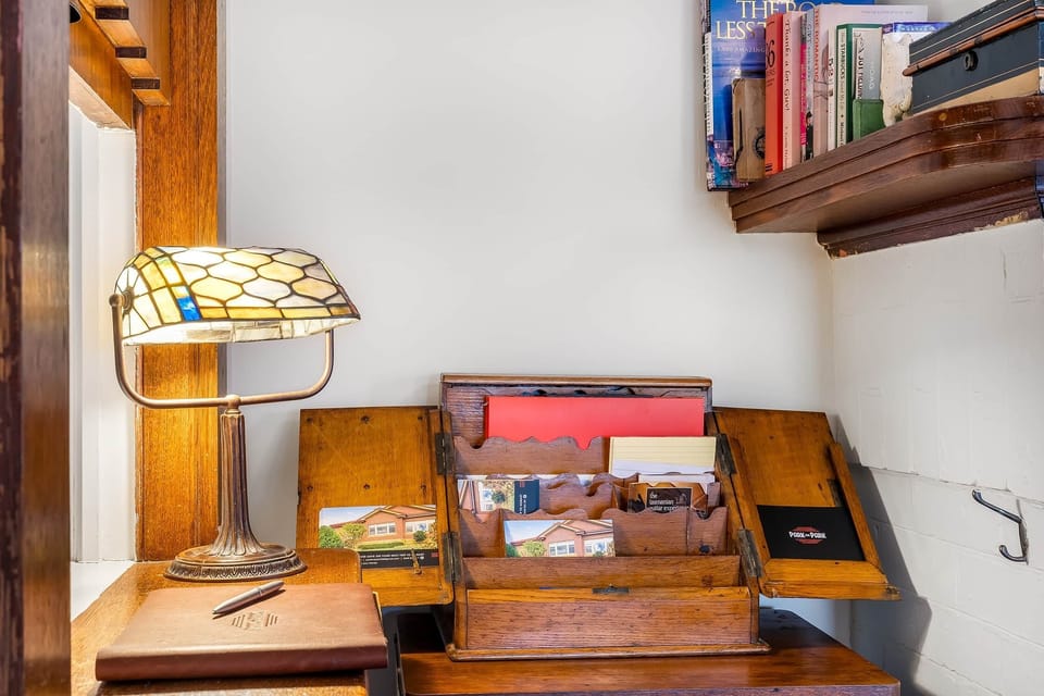 Lounge Room - guest book and lamp