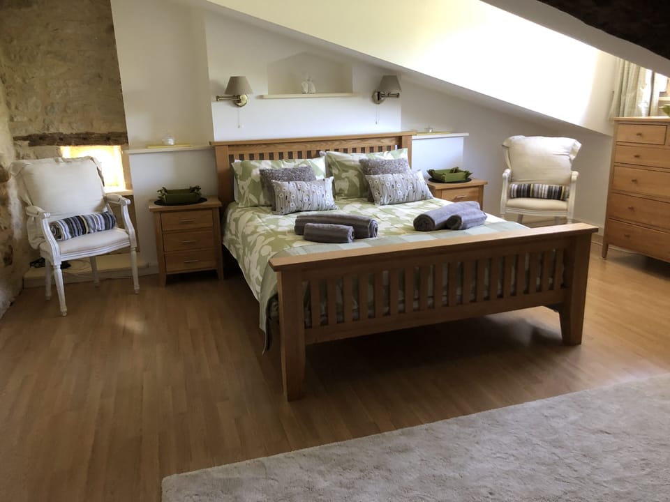 Master bedroom. King size bed.