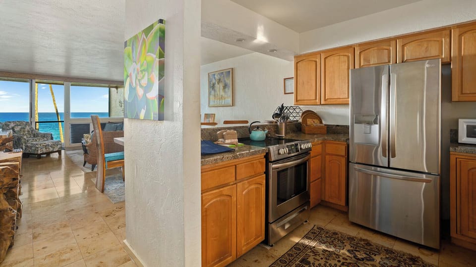 Poipu Makai #E2 - Ocean View Kitchen & Living Room - Parrish Kauai