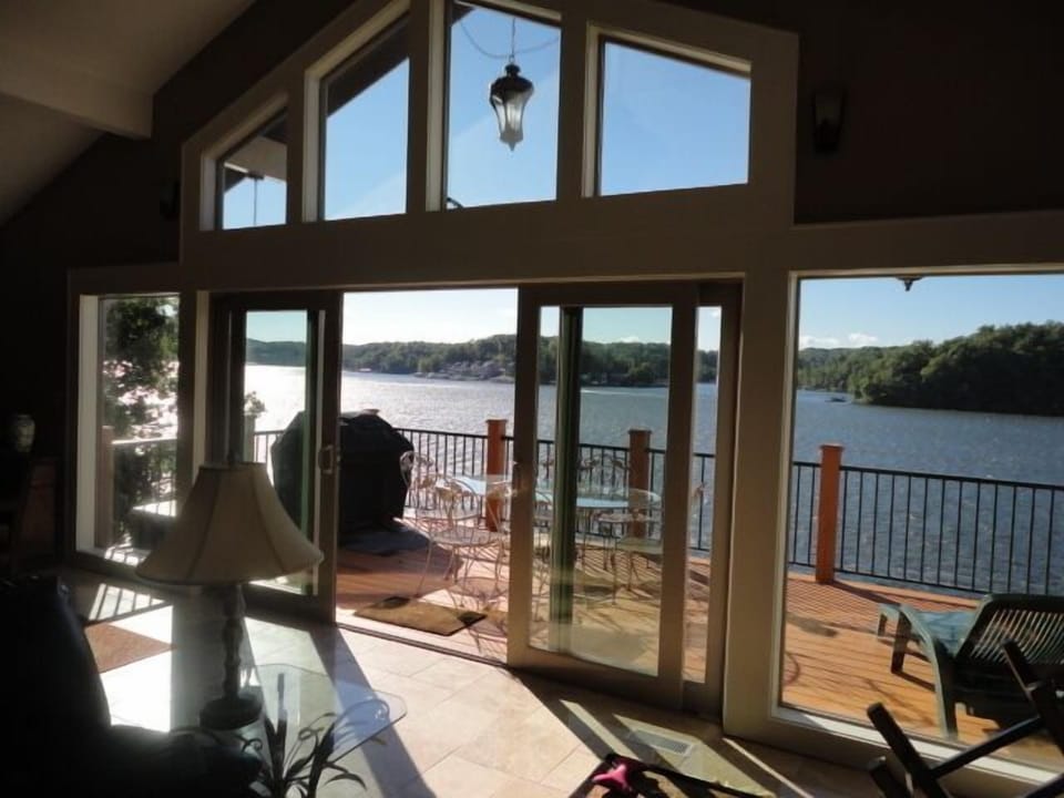 Terrific lake view from the living room.
