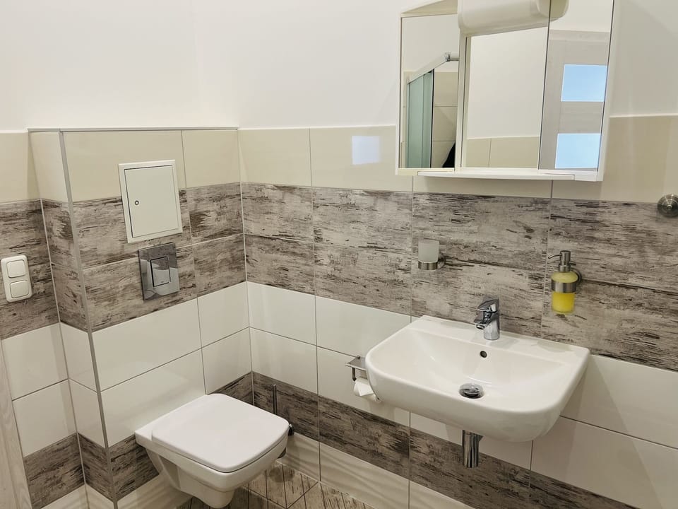 Shower, free toiletries, towels