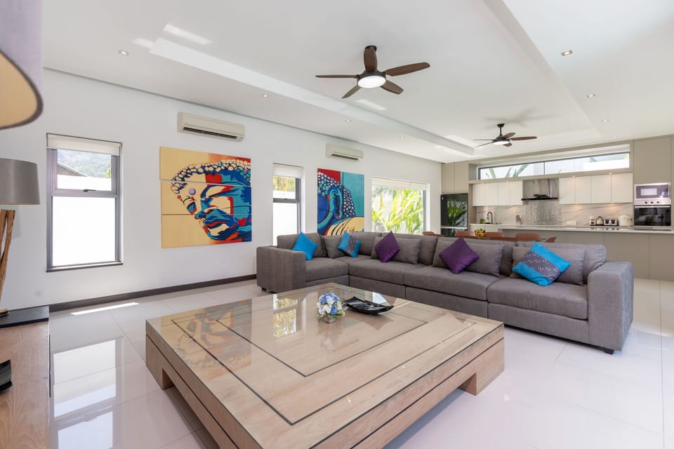 4-Bedroom Pool Villa | Living area | 45-inch flat-screen TV with cable channels, LCD TV